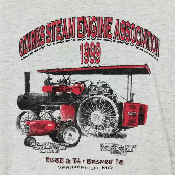 Vintage Ozarks Steam Engine Association Mens T-Shirt 1999 Heather Gray XL - Picture 3 of 12